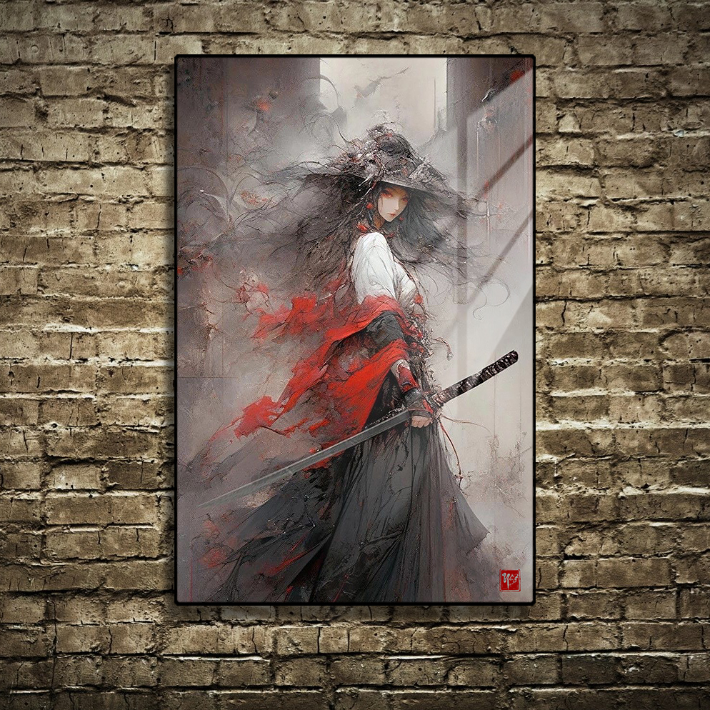 Tranh Tráng Gương Thuỷ Mặc ĐƠN THƯƠNG ĐỘC MÃ cao cấp - Kích thước 40x60cm