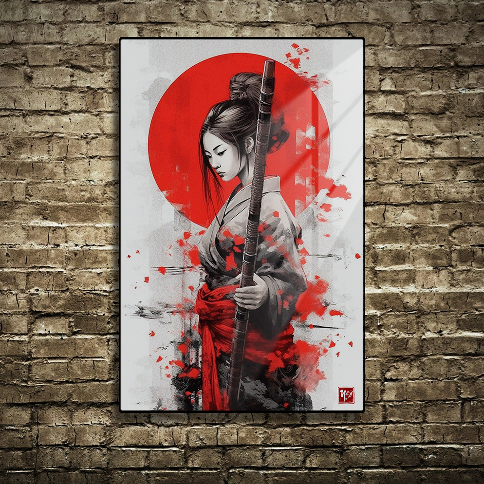 Tranh Tráng Gương Thuỷ Mặc ĐƠN THƯƠNG ĐỘC MÃ cao cấp - Kích thước 40x60cm