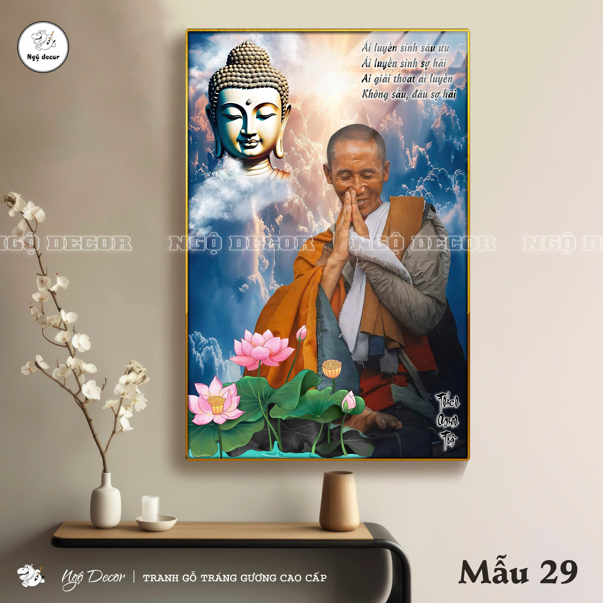 Tranh Tráng Gương SƯ THẦY THÍCH MINH TUỆ bo viền CAO CẤP