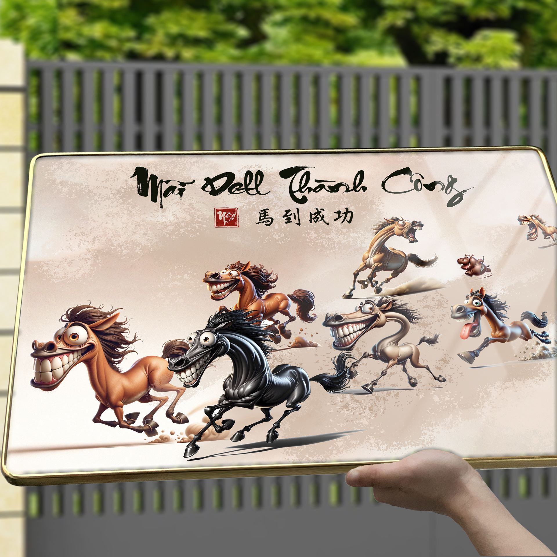 Tranh Tráng Gương MÃ ĐÁO THÀNH CÔNG - MÃI DELL THÀNH CÔNG - KHÁ MÃ chế hài hước CAO CẤP - MẪU SỐ 3