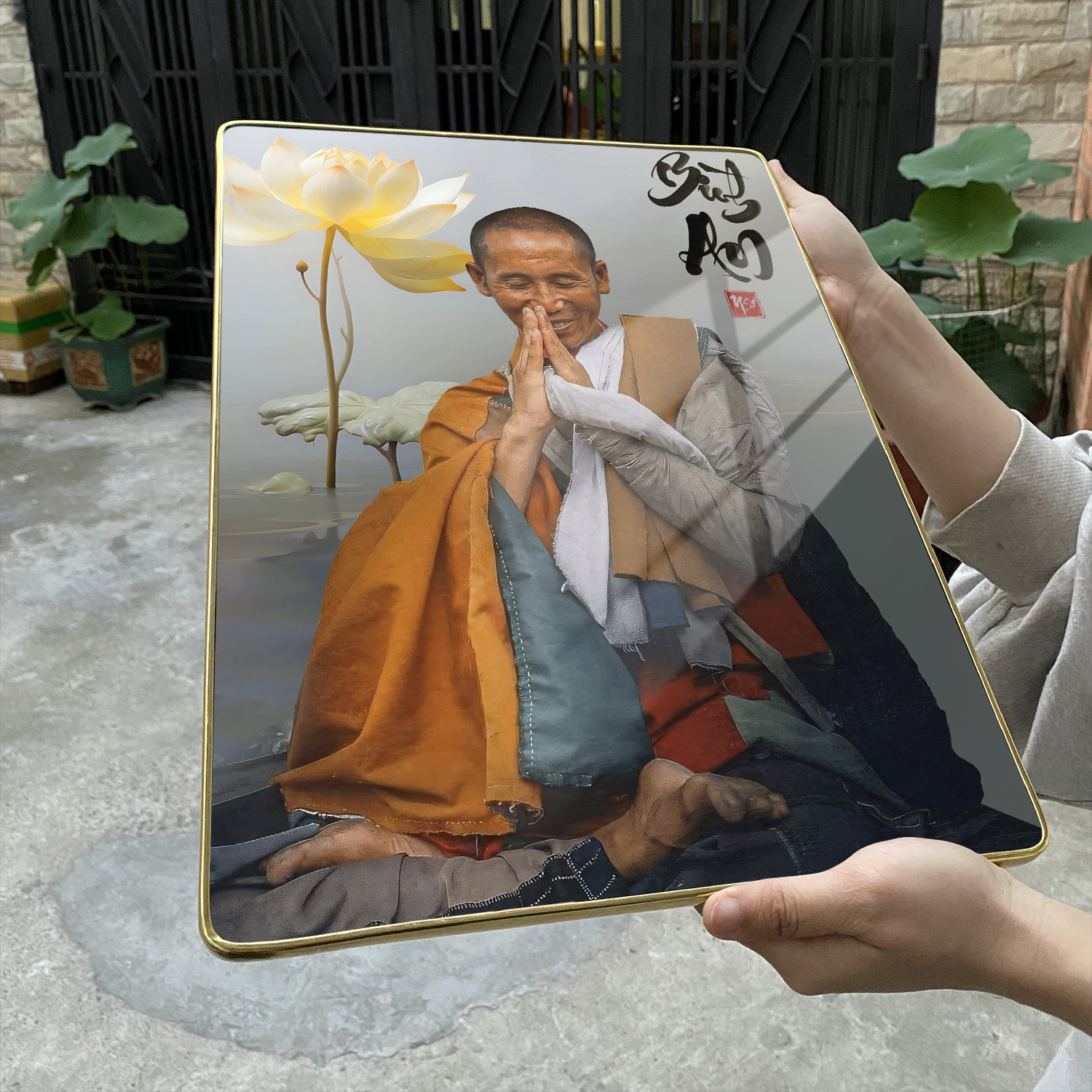 Tranh Tráng Gương SƯ THẦY THÍCH MINH TUỆ bo viền CAO CẤP