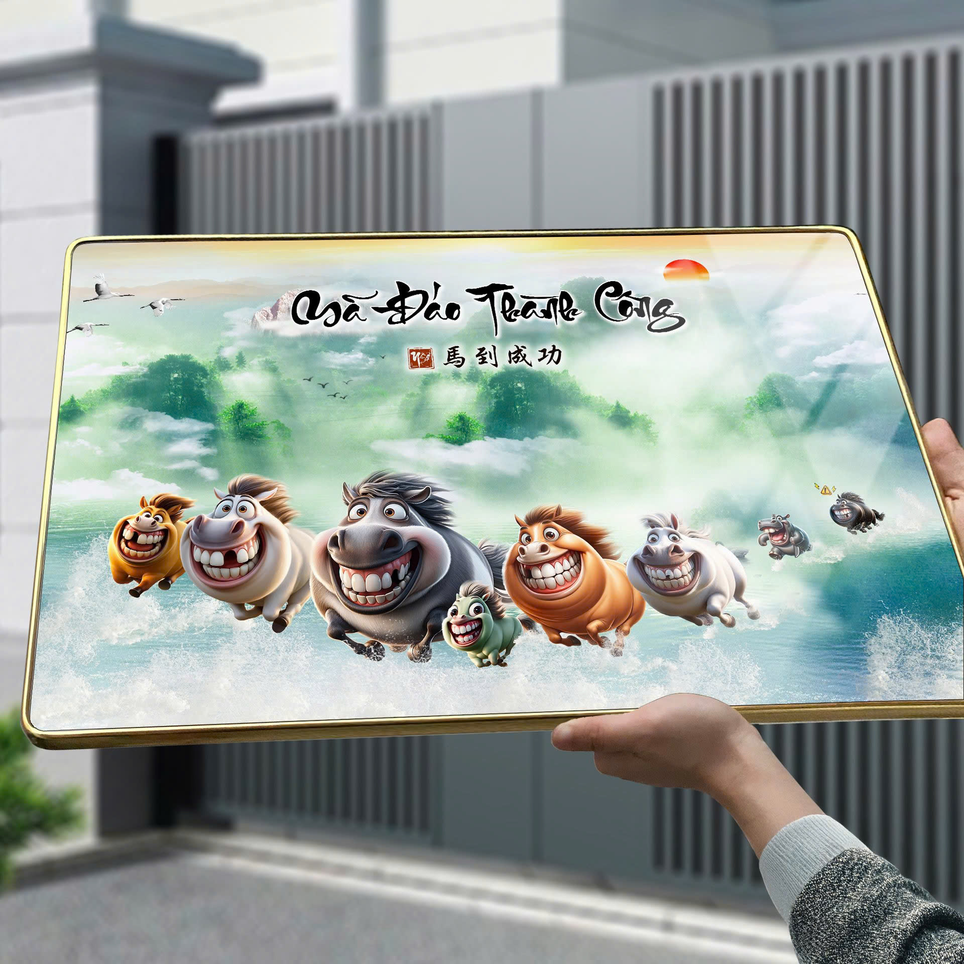 Tranh Tráng Gương MÃ ĐÁO THÀNH CÔNG - MÃI DELL THÀNH CÔNG - KHÁ MÃ chế hài hước CAO CẤP - MẪU SỐ 4
