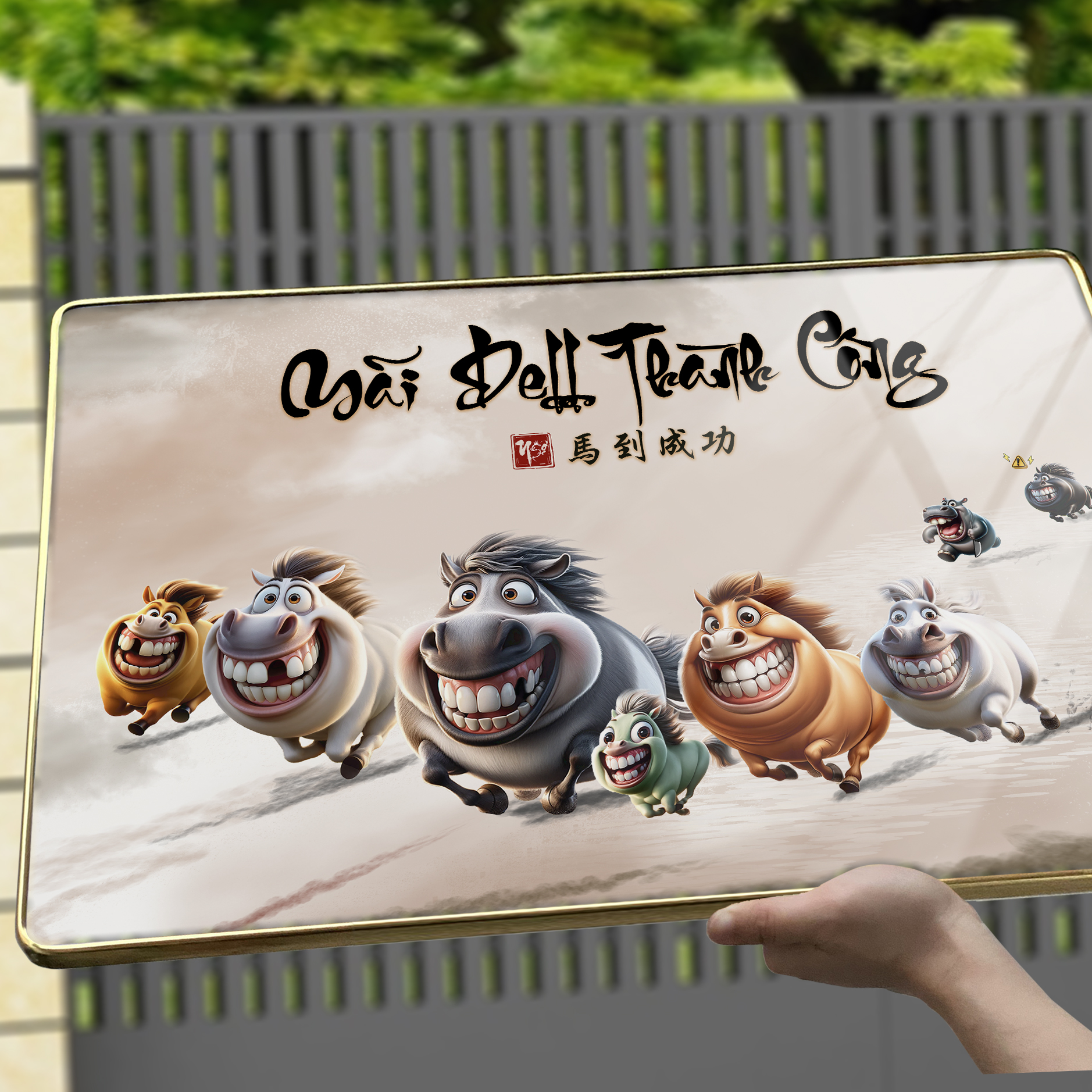 Tranh Tráng Gương MÃ ĐÁO THÀNH CÔNG - MÃI DELL THÀNH CÔNG - KHÁ MÃ chế hài hước CAO CẤP - MẪU SỐ 4