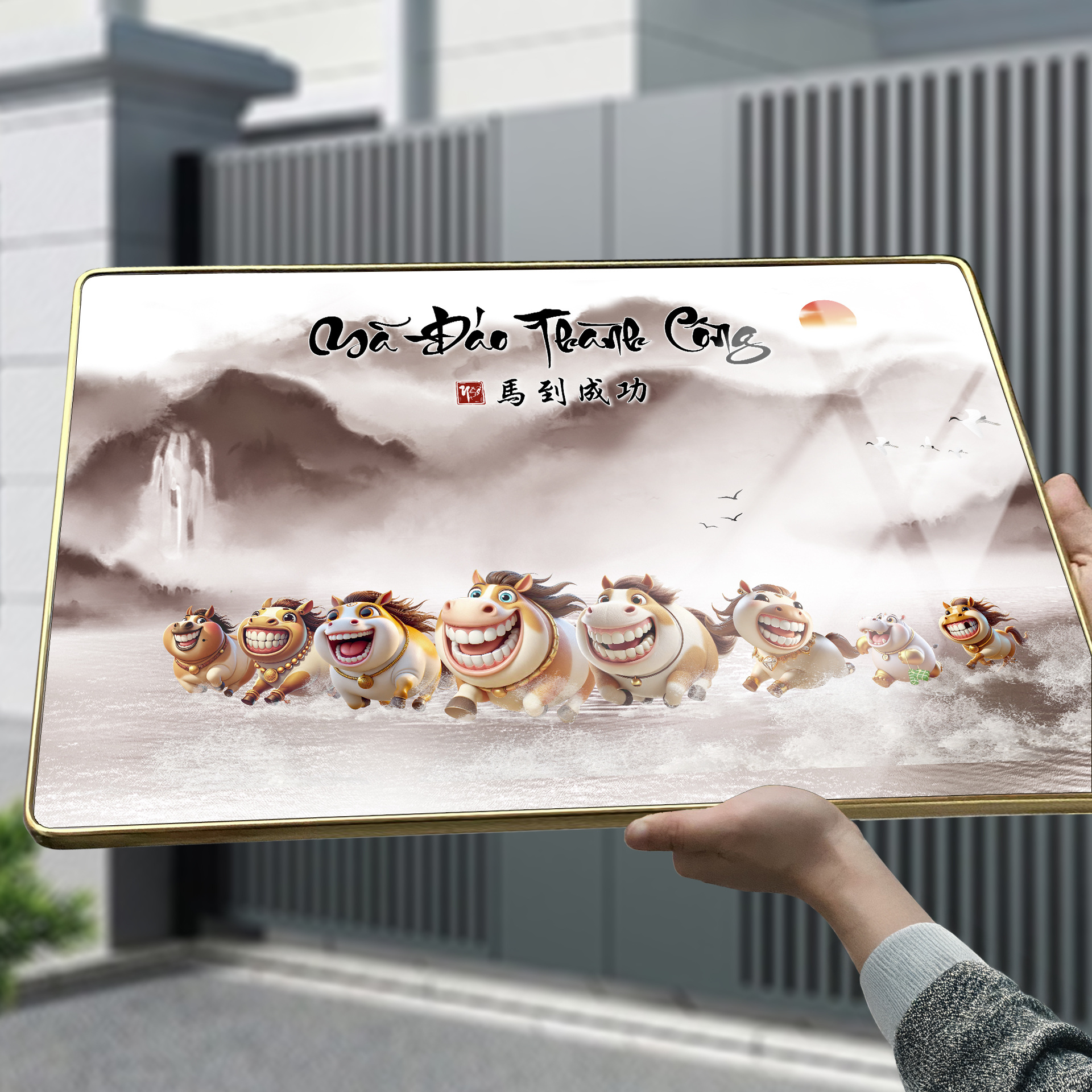 Tranh Tráng Gương MÃ ĐÁO THÀNH CÔNG - MÃI DELL THÀNH CÔNG - KHÁ MÃ chế hài hước CAO CẤP - MẪU 8