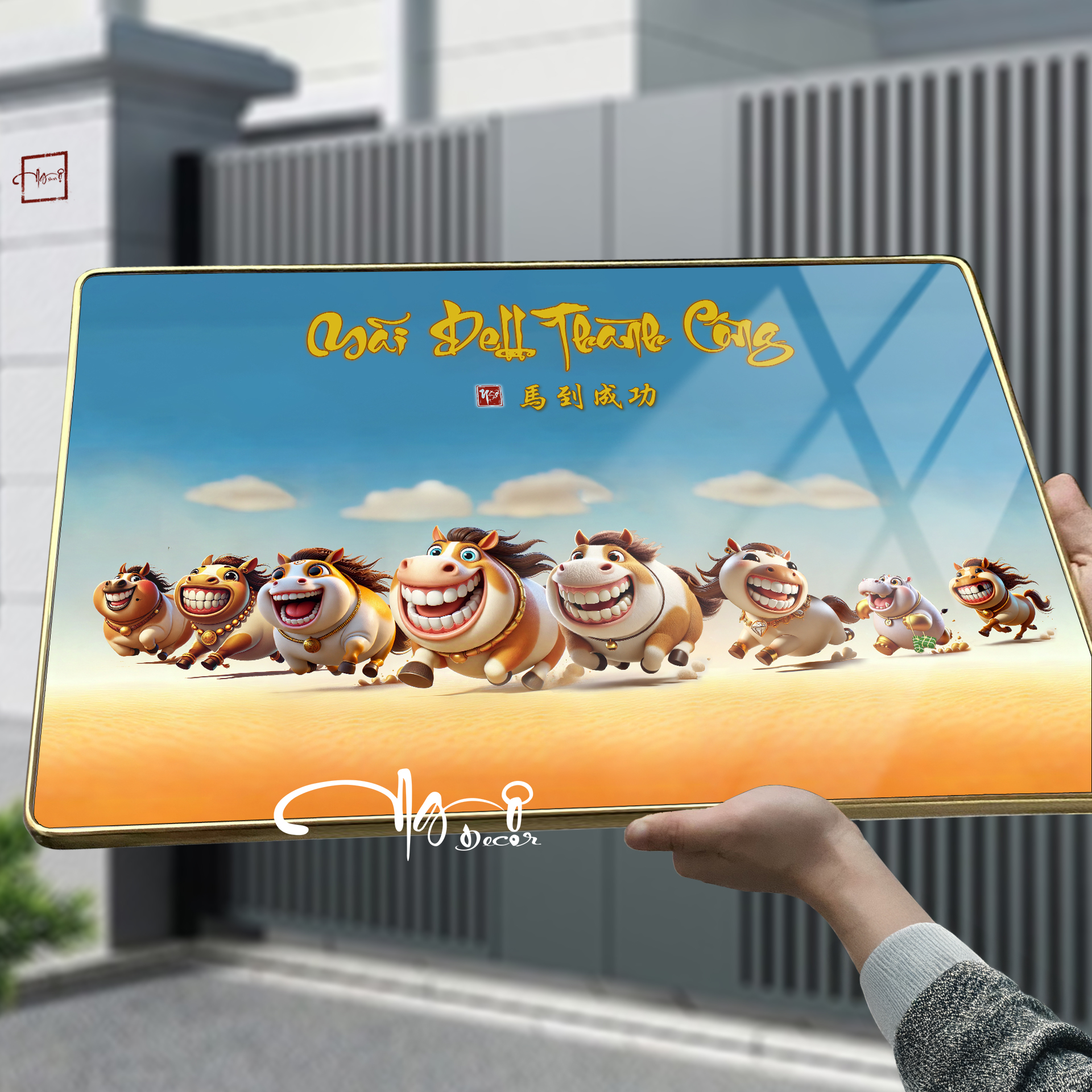 Tranh Tráng Gương MÃ ĐÁO THÀNH CÔNG - MÃI DELL THÀNH CÔNG - KHÁ MÃ chế hài hước CAO CẤP - MẪU 8