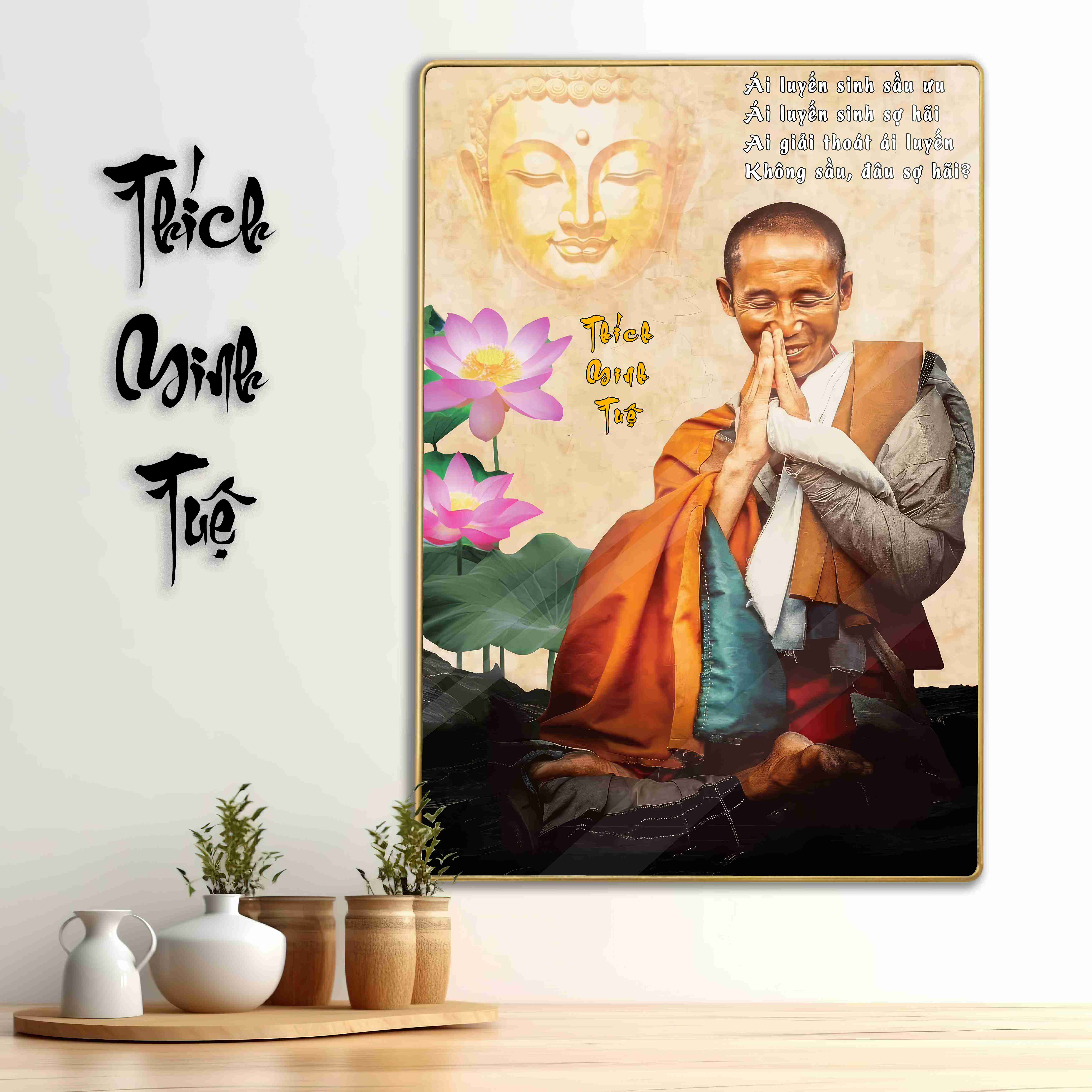 Tranh Tráng Gương SƯ THẦY THÍCH MINH TUỆ bo viền CAO CẤP