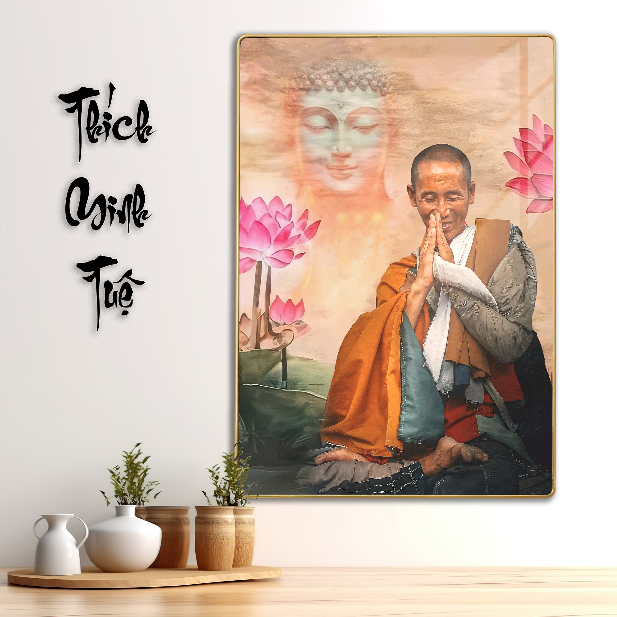 Tranh Tráng Gương SƯ THẦY THÍCH MINH TUỆ bo viền CAO CẤP