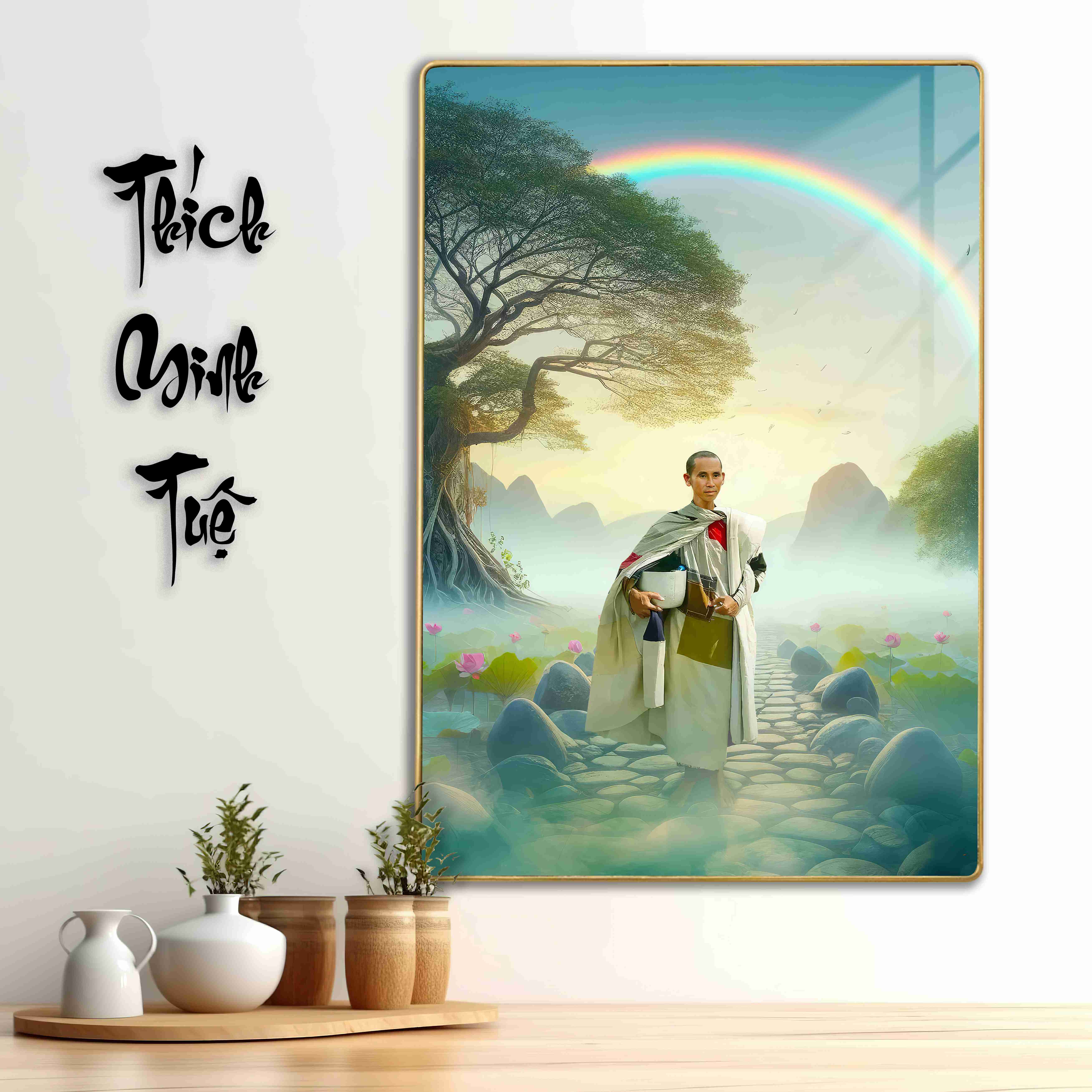 Tranh Tráng Gương SƯ THẦY THÍCH MINH TUỆ bo viền CAO CẤP