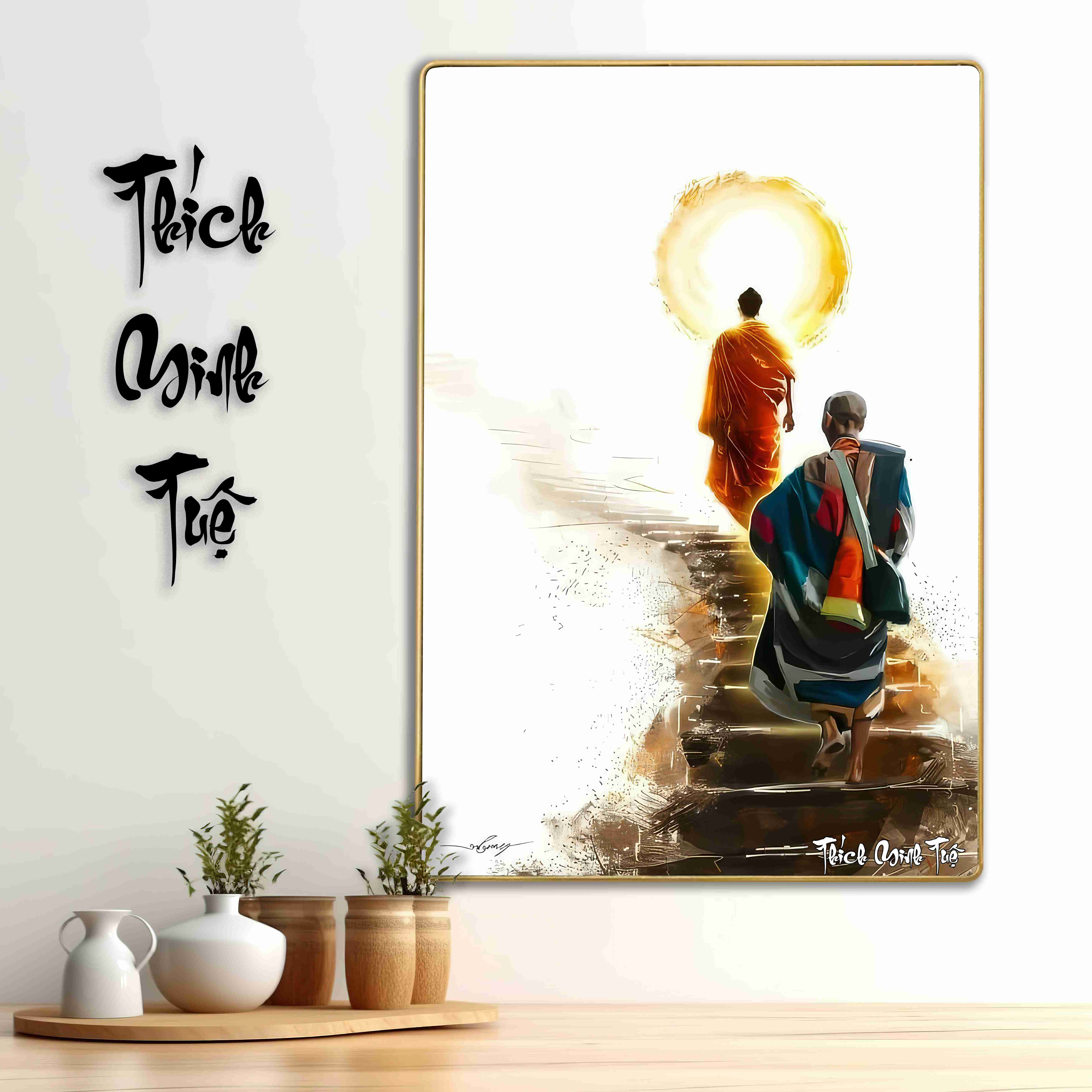 Tranh Tráng Gương SƯ THẦY THÍCH MINH TUỆ bo viền CAO CẤP