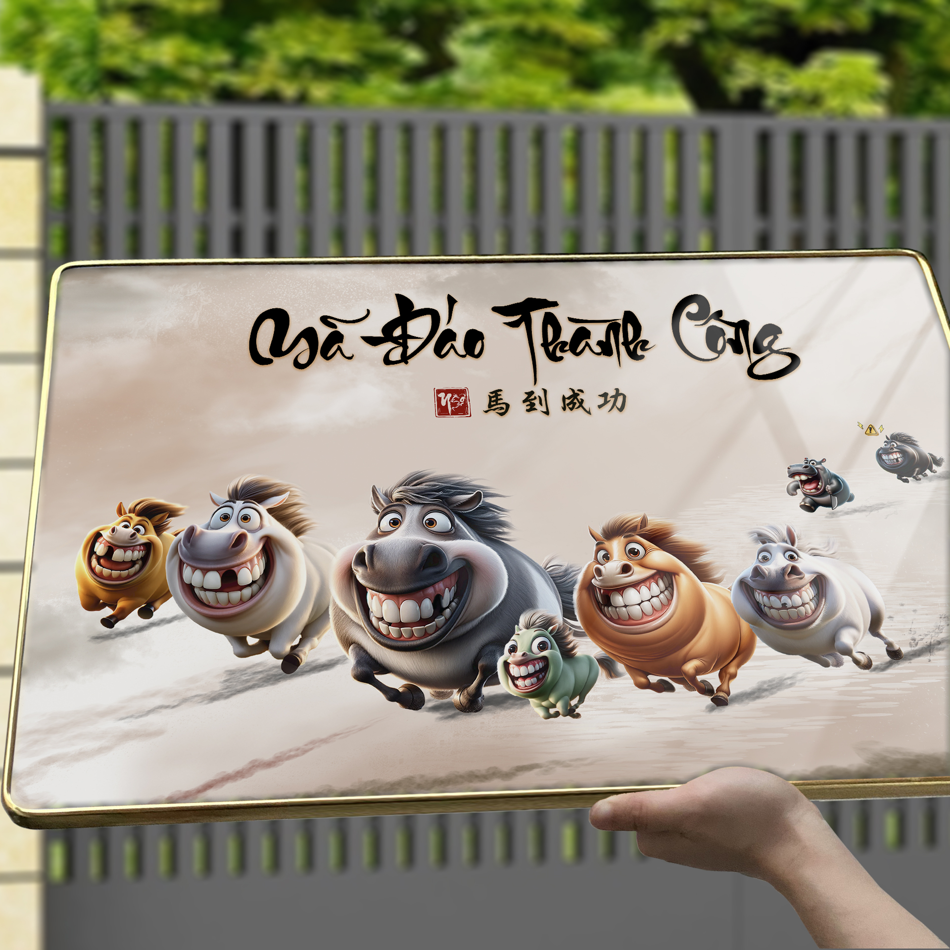 Tranh Tráng Gương MÃ ĐÁO THÀNH CÔNG - MÃI DELL THÀNH CÔNG - KHÁ MÃ chế hài hước CAO CẤP - MẪU SỐ 4