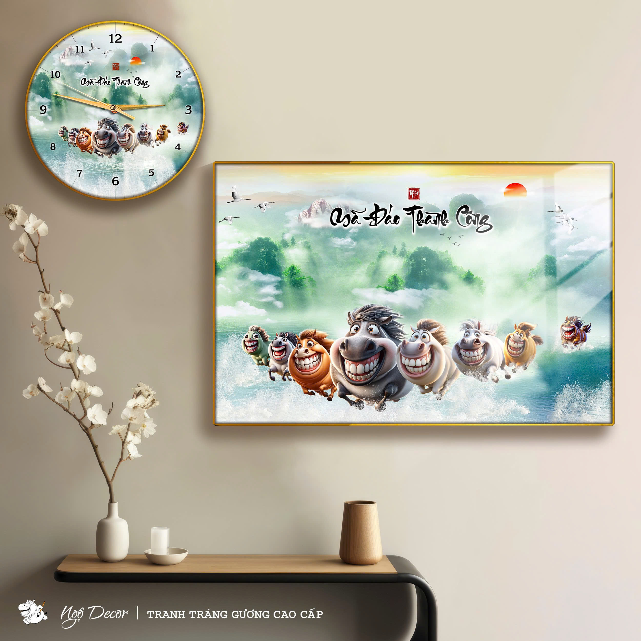 Tranh Tráng Gương MÃ ĐÁO THÀNH CÔNG - MÃI DELL THÀNH CÔNG - KHÁ MÃ chế hài hước CAO CẤP - MẪU 6