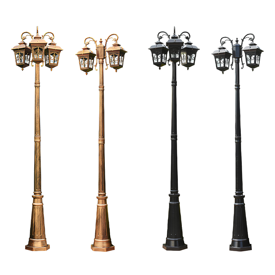 Cột đèn sân vườn tân cổ 2 bóng chùa SL-TEMPLE117/2-3