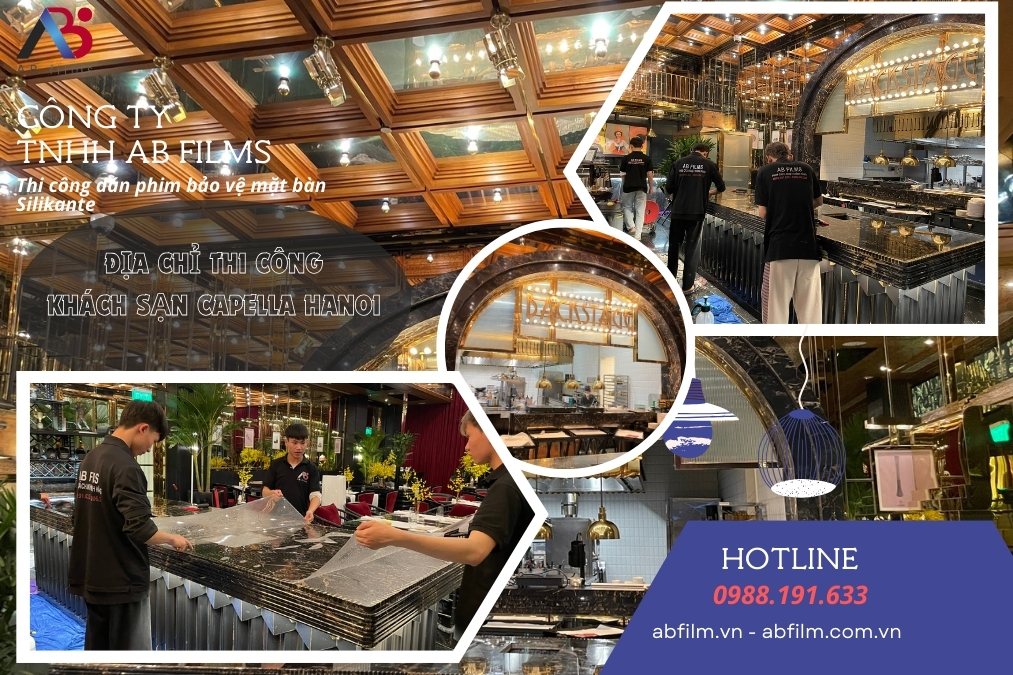 Capella Hanoi - Thi công dán phim bảo vệ mặt bàn Silikante