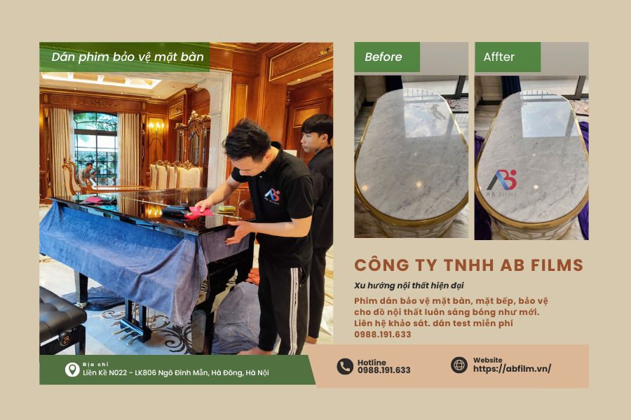 Phim dán mặt bàn, mặt bếp, bảo vệ nội thất luôn như mới