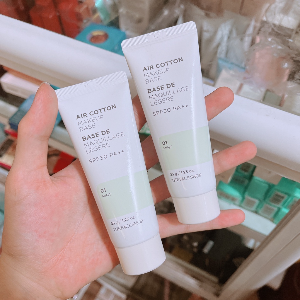 Kem lót The Face Shop Air Cotton Makeup Base TFS SPF30 PA++ 40ml kiềm dầu và hiệu chỉnh tông da