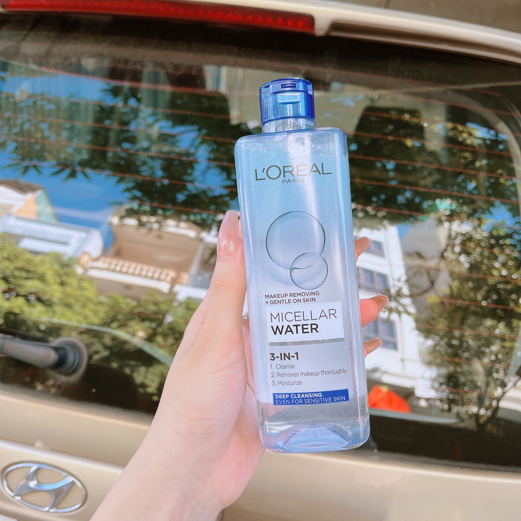 Nước tẩy trang L'Oreal Paris 3-in-1 Micellar Water 400ml, Nước tẩy trang cho mọi loại da, dịu nhẹ, se khít lỗ chân lông