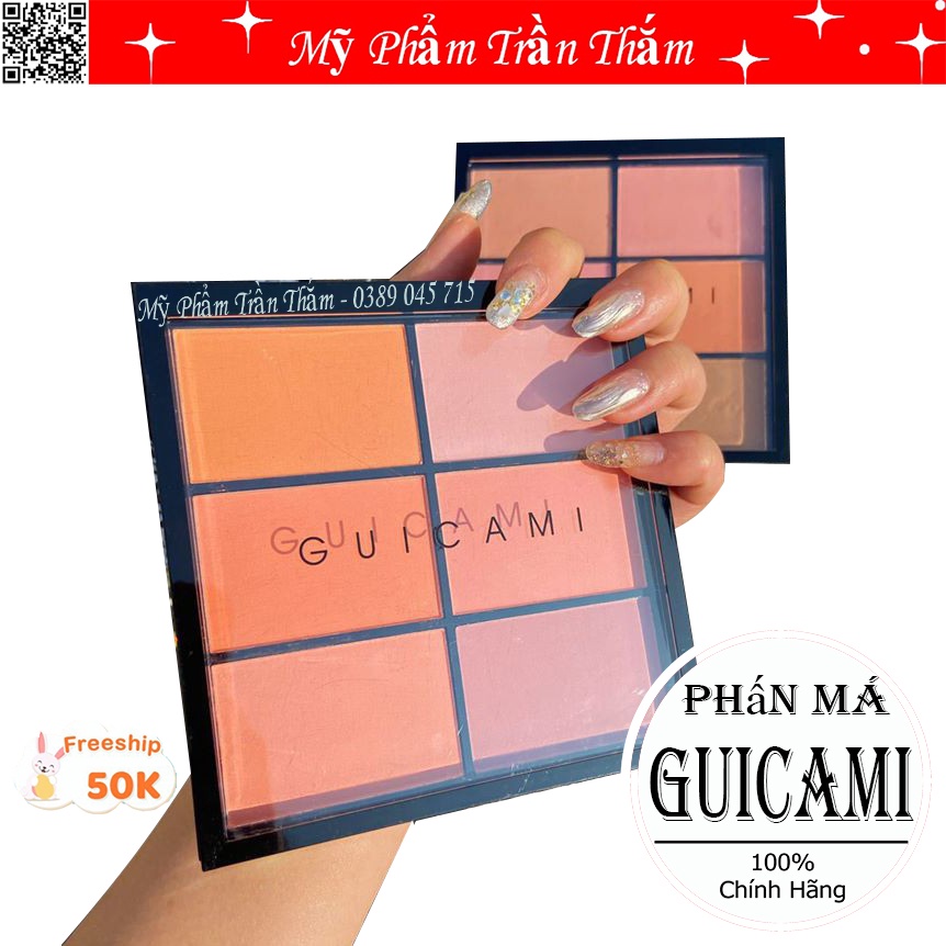 Bảng phấn má hồng Guicami, phấn má hồng 6 ô tông hồng cam đào nội địa trung