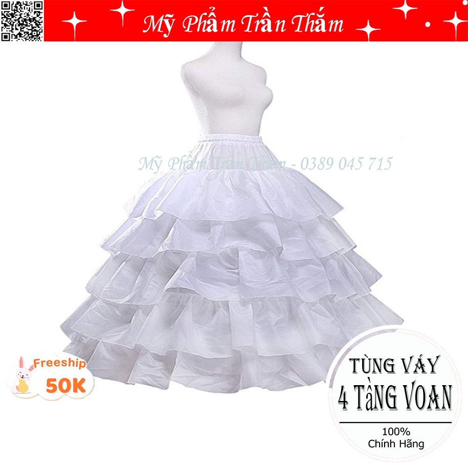 Tùng Váy 4 Tầng Dành Cho Cô Dâu Có Voan Kích Chân