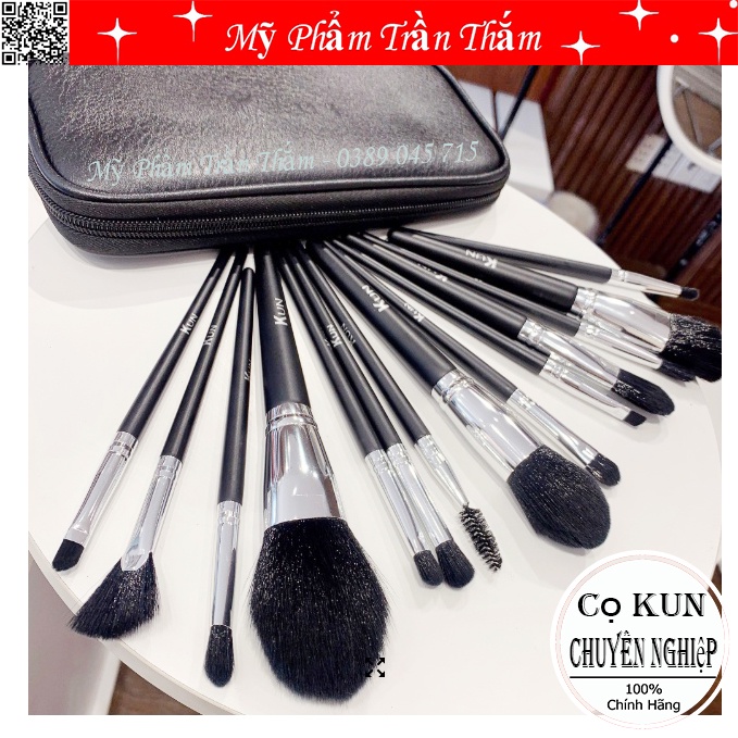 Bộ cọ Kun 14 cây lông thú siêu mền phù hợp makeup chuyên nghiệp