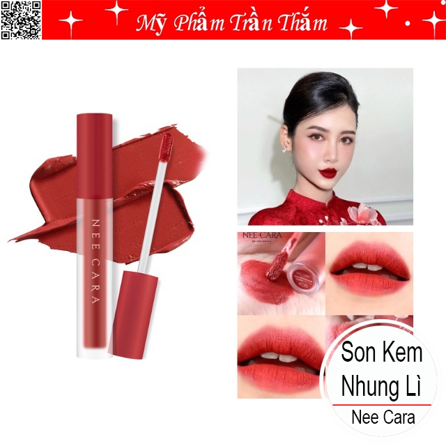 Son kem nhung lì Nee Cara Velvet Matte Lip Glaze Thái Lan màu 08 Red Velvet đỏ thuần