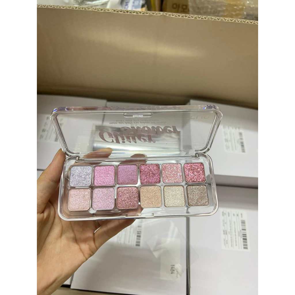 Bảng phấn nhũ mắt Clio 100 glitter shower 12 ô phiên bản giới hạn