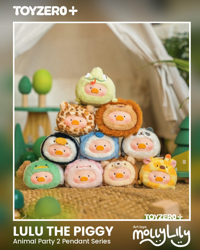 LULU THE PIGGY Animal Party Stick Together Plush Keychain Series