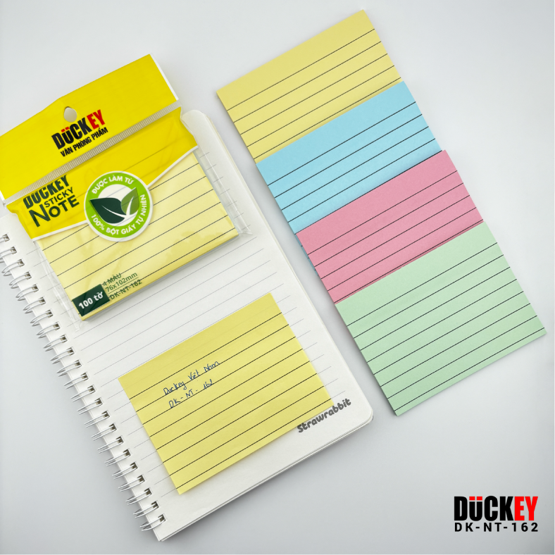 Giấy nhớ dòng kẻ nhiều màu DK-NT-162 76x102mm thương hiệu DUCKEY