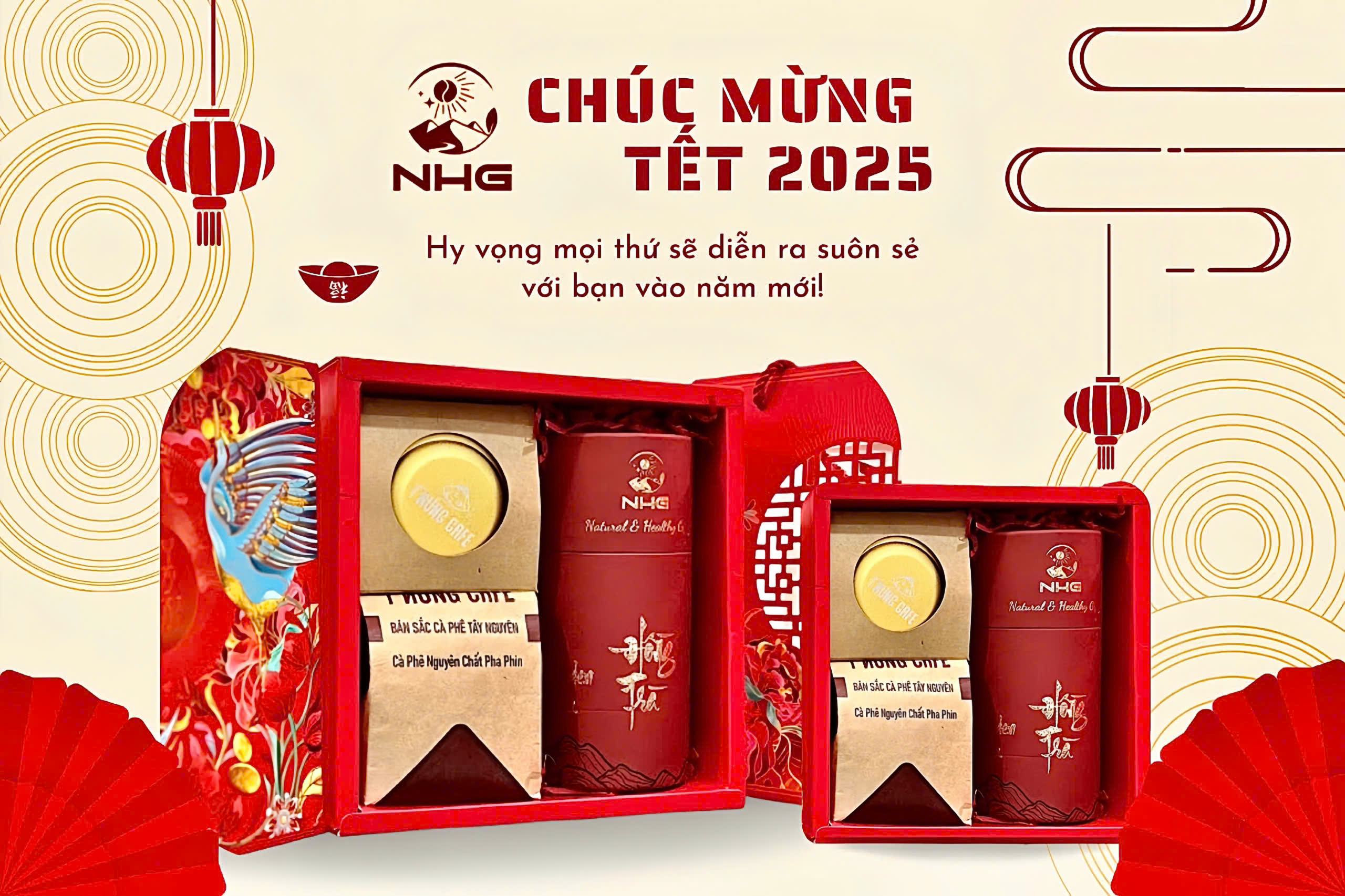 Set quà tặng Tea & Coffee - Đỏ/Tặng Phin pha Cà phê