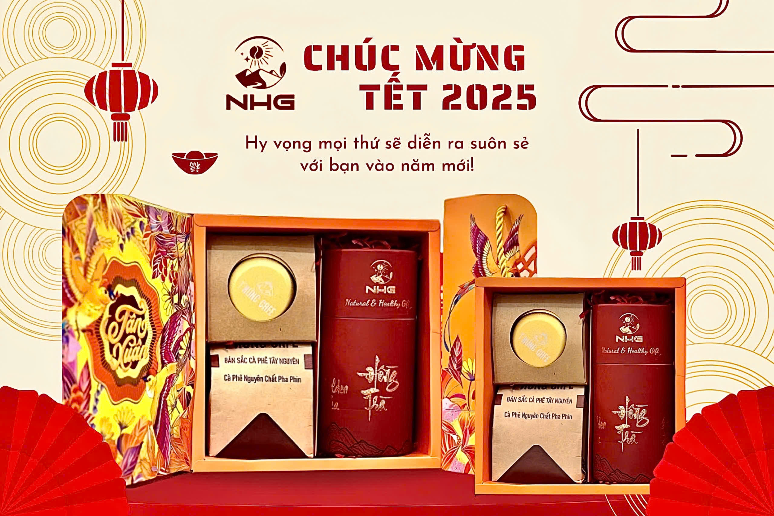 Set quà tặng Tea & Coffee - Vàng/Tặng Phin pha Cà phê