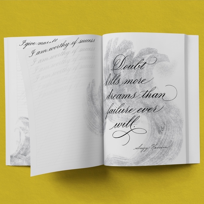 ABRACADABRA—Sổ tập viết calligraphy và những câu thần chú chữa lành (A notebook for positive self-affirmations with the help of calligraphy)