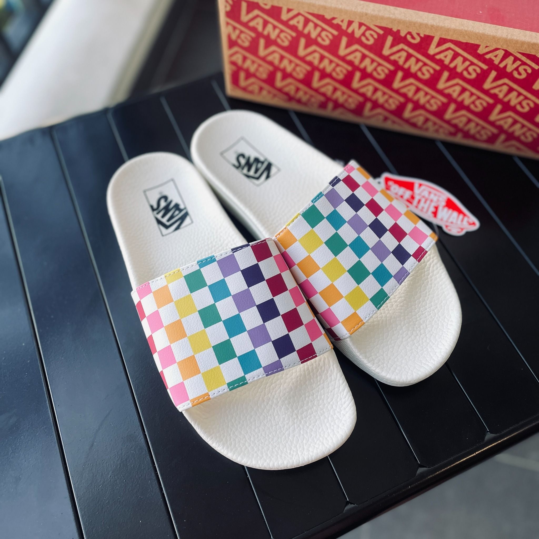 Vans Slides Checker Board Multicolor VN0A38EH066 Sheep D ch v Order Ship hang M Nh t Anh Han Trung Chau Au