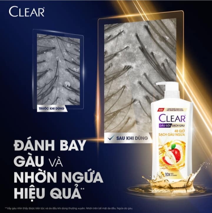 Dầu gội CLEAR 48H sạch gàu ngứa 880G - CLEAR TÁO ĐỎ