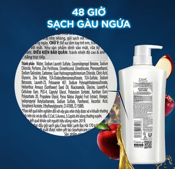 Dầu gội CLEAR 48H sạch gàu ngứa 880G - CLEAR TÁO ĐỎ