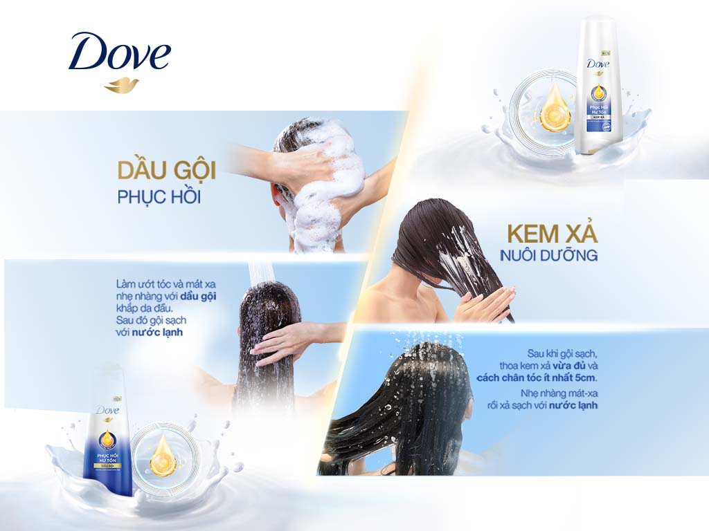 DOVE dầu gội phục hồi tóc hư tổn 1400g