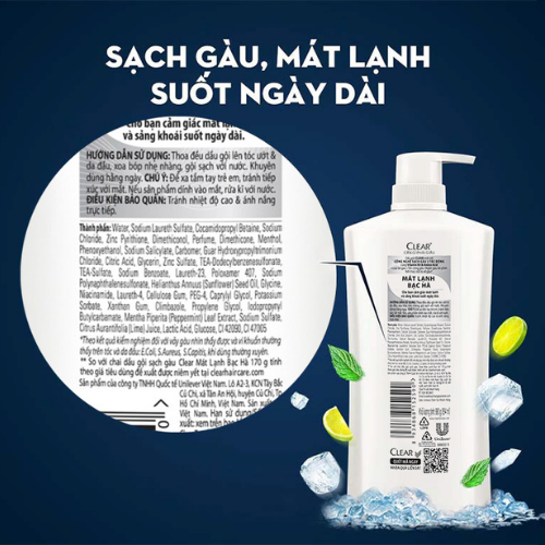 CLEAR dầu gội bạc hà 880g