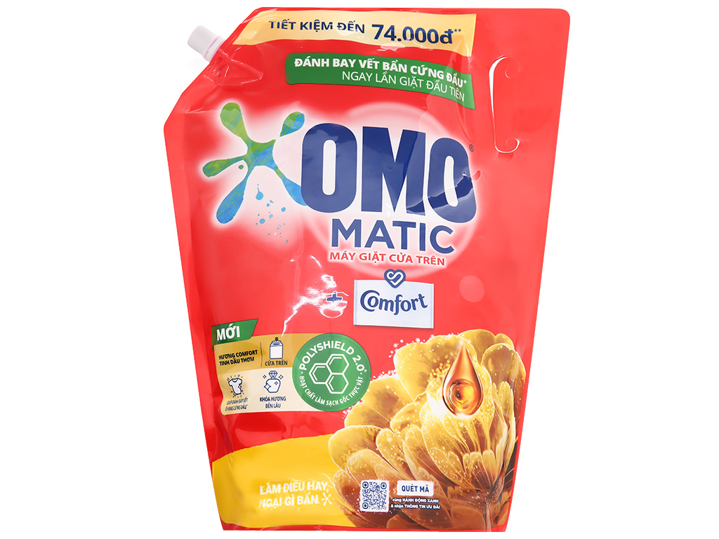 Nước giặt OMO Matic cửa trên hương Comfort tinh dầu thơm túi 3.6kg