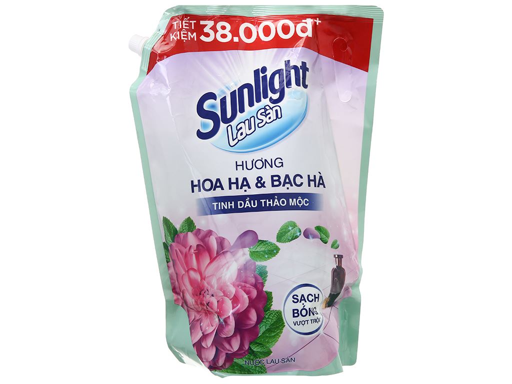 Nước lau sàn Sunlight tinh dầu thảo mộc hương hoa hạ & bạc hà túi 3.6kg