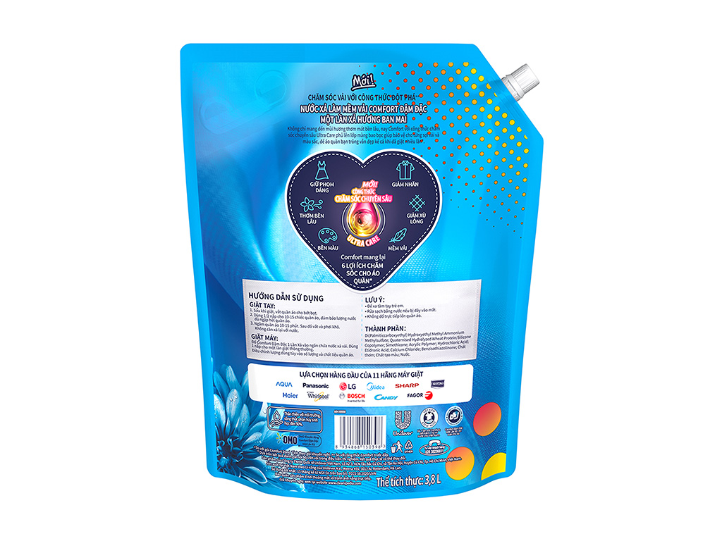 Nước xả vải Comfort 3.7 lít đậm đặc một lần xả hương ban mai