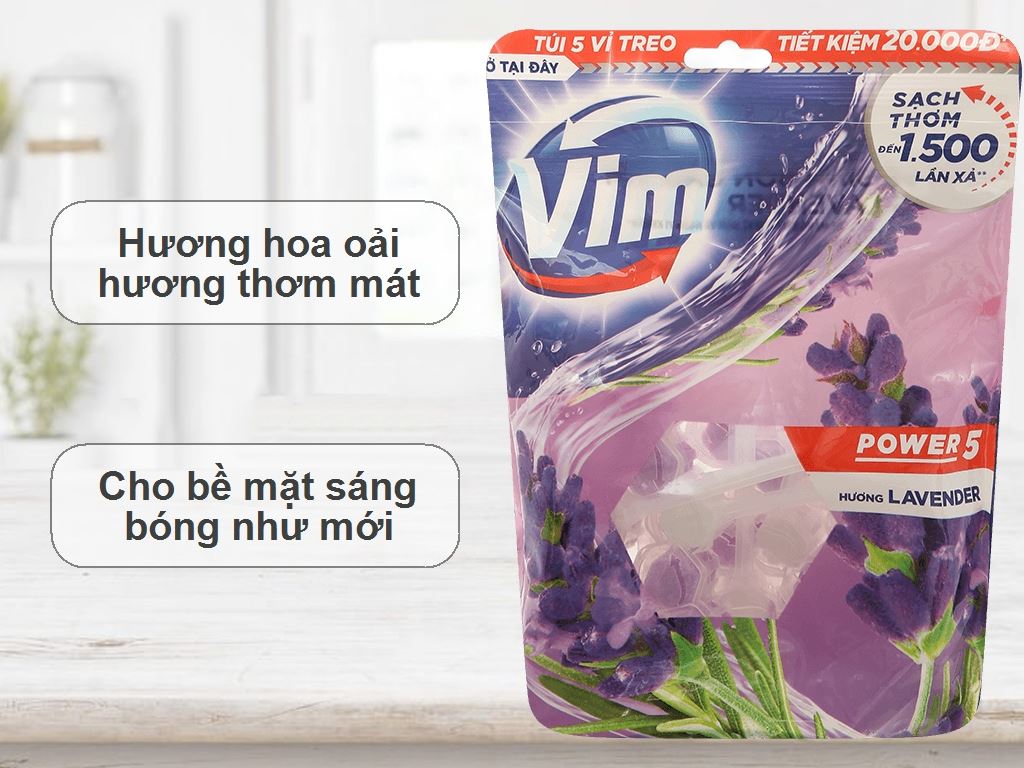 Vim viên treo bồn cầu lavender 55g/9 viên