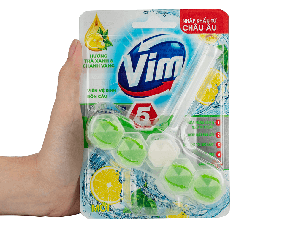 VIM Viên treo bồn cầu hương Trà xanh & chanh vàng 55g/9 viên