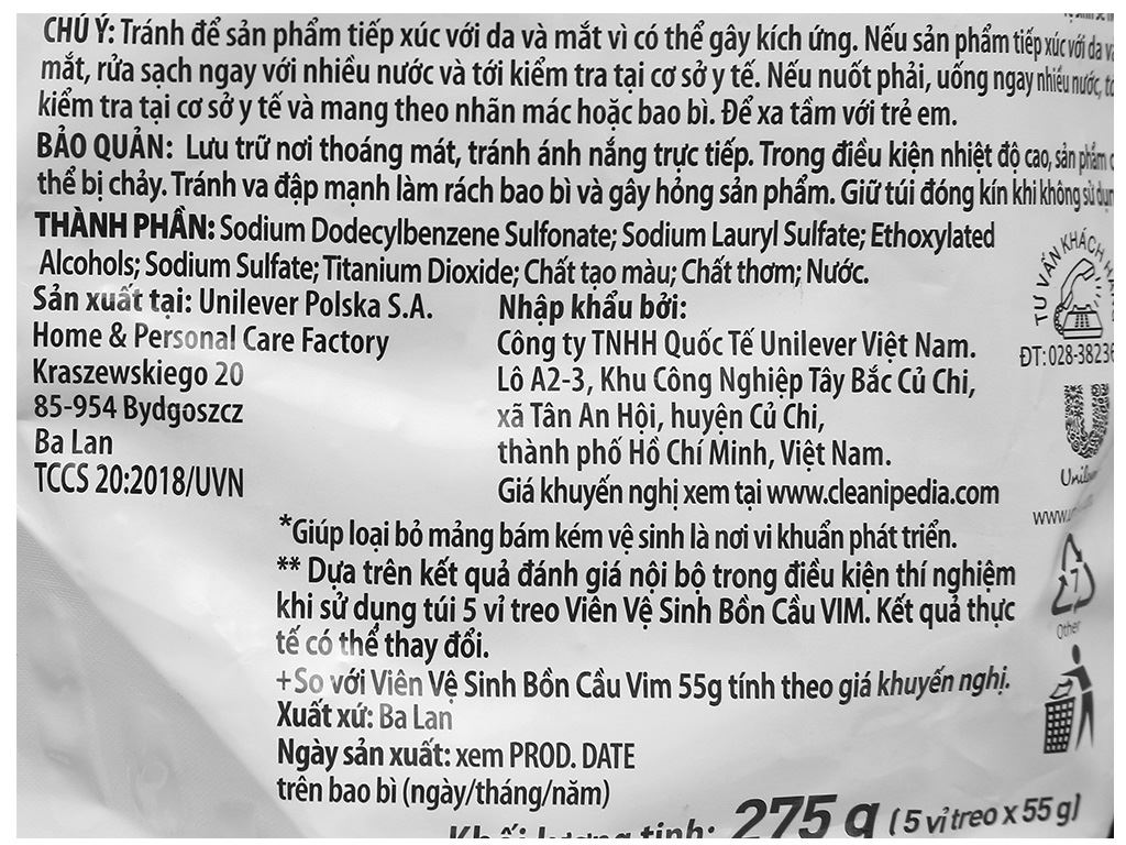 Vim viên treo bồn cầu lavender 55g/9 viên