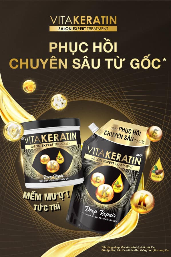Kem ủ tóc VITAKERATIN phục hồi chuyên sâu từ gốc 1000ml