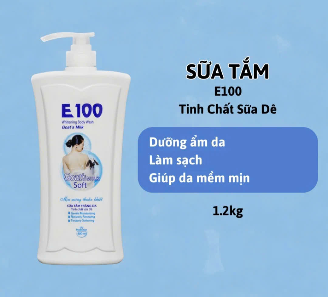 Sữa tắm trắng da E100 (màu trắng) Goat's Milk Soft_ Tinh chất Sữa Dê