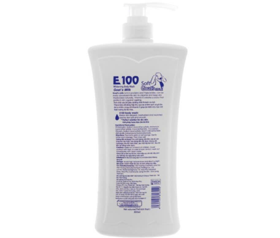 Sữa tắm trắng da E100 (màu trắng) Goat's Milk Soft_ Tinh chất Sữa Dê