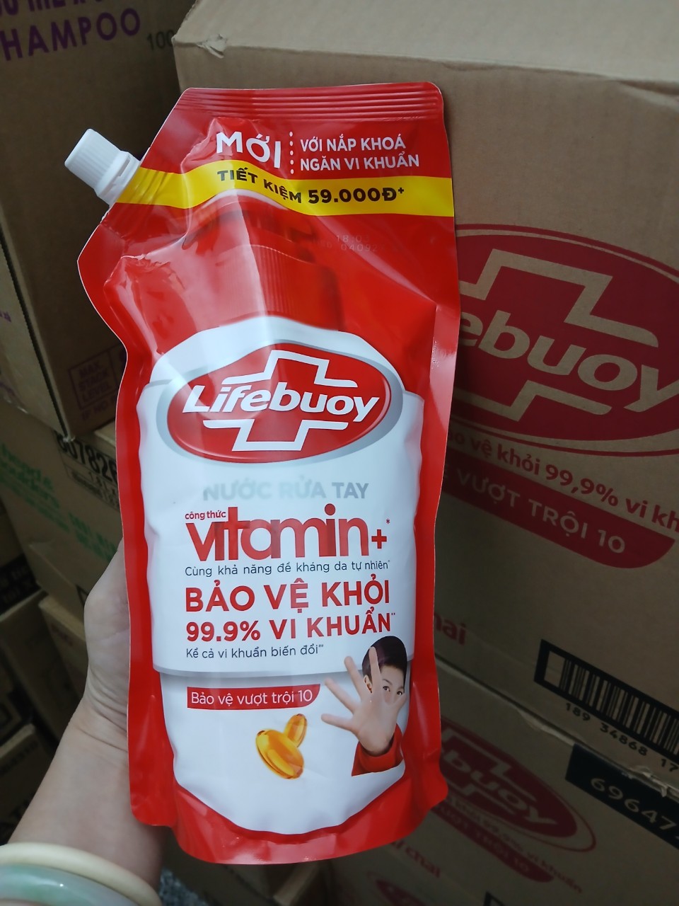 Nước rửa tay Lifebuoy túi 1kg Bảo Vệ Vượt Trội 10