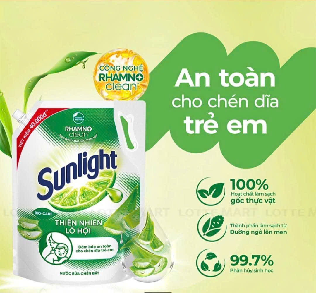 Nước rửa chén Sunlight Thiên Nhiên Hương Lô Hội 3,3kg