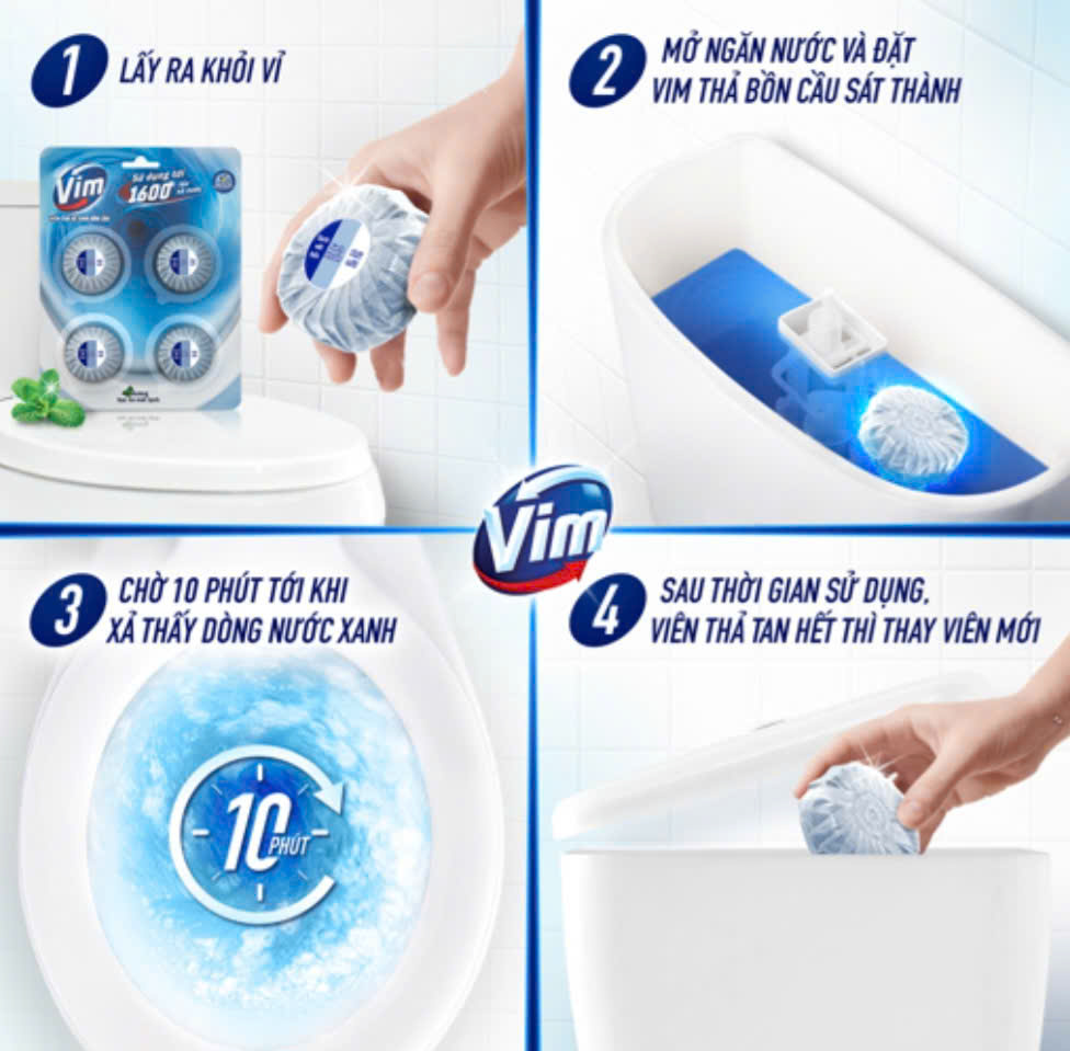 Viên Thả Vệ Sinh Bồn Cầu VIM Hương Bạc Hà_ Vỉ 180G