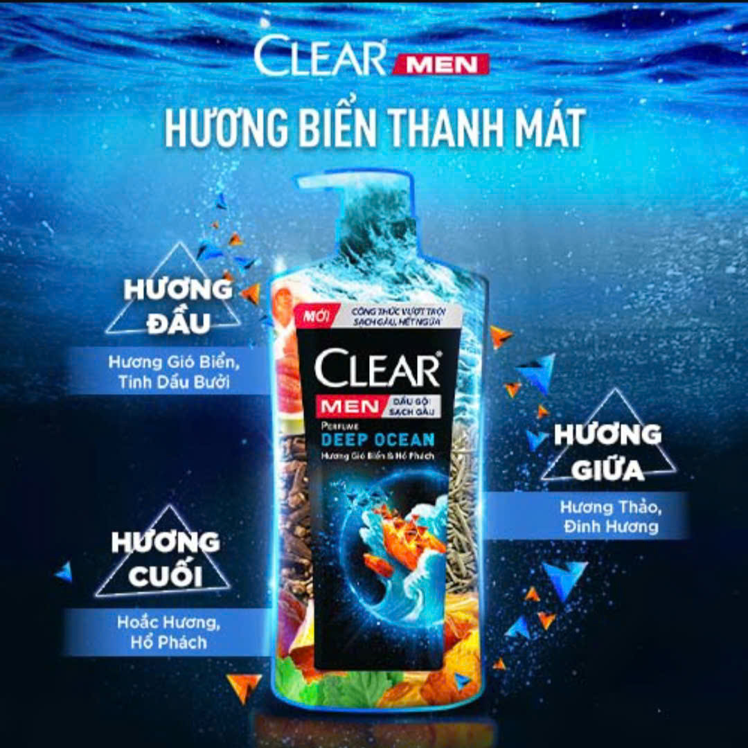 Dầu Gội Sạch Gàu CLEAR Men 840g Perfume Deep Ocean - Hương Gió Biển Và Hổ Phách