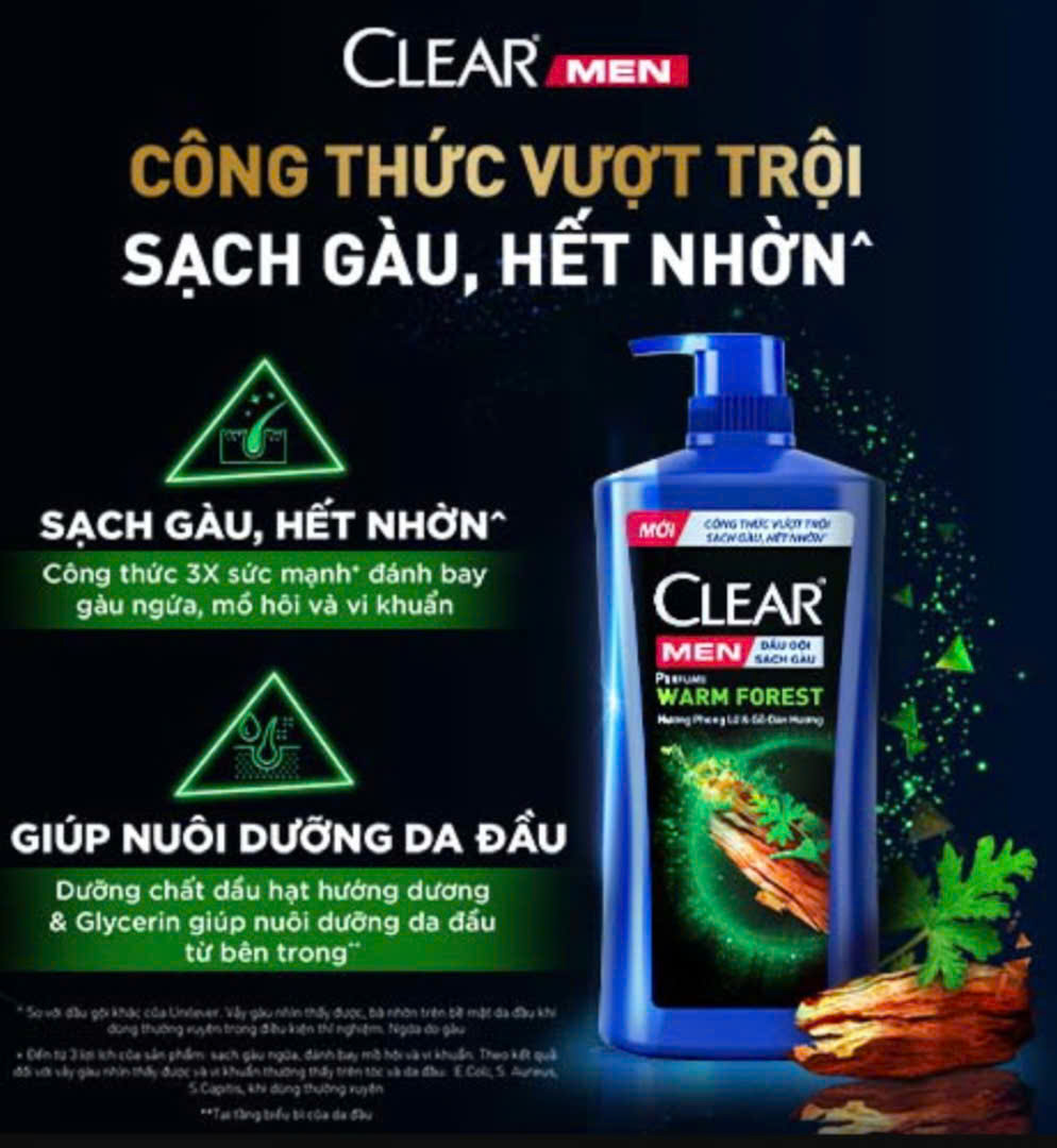Dầu Gội Sạch Gàu CLEAR Men 840g Perfume Warm Forest - Hương Phong Lữ Và Gỗ Đàn Hương