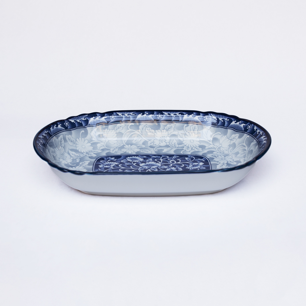 Đĩa bầu dục sâu lòng sứ hoa văn cao cấp Hàn Quốc Sambo